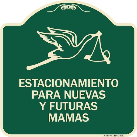 Signmission Estacionamento Para Nuevas Y Futuras Mamas Heavy-Gauge Aluminum Sign, 18" x 18", G-1818-24091 A-DES-G-1818-24091